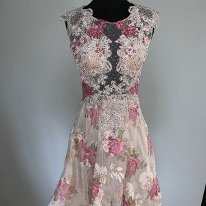 Floral High-Low White Dress